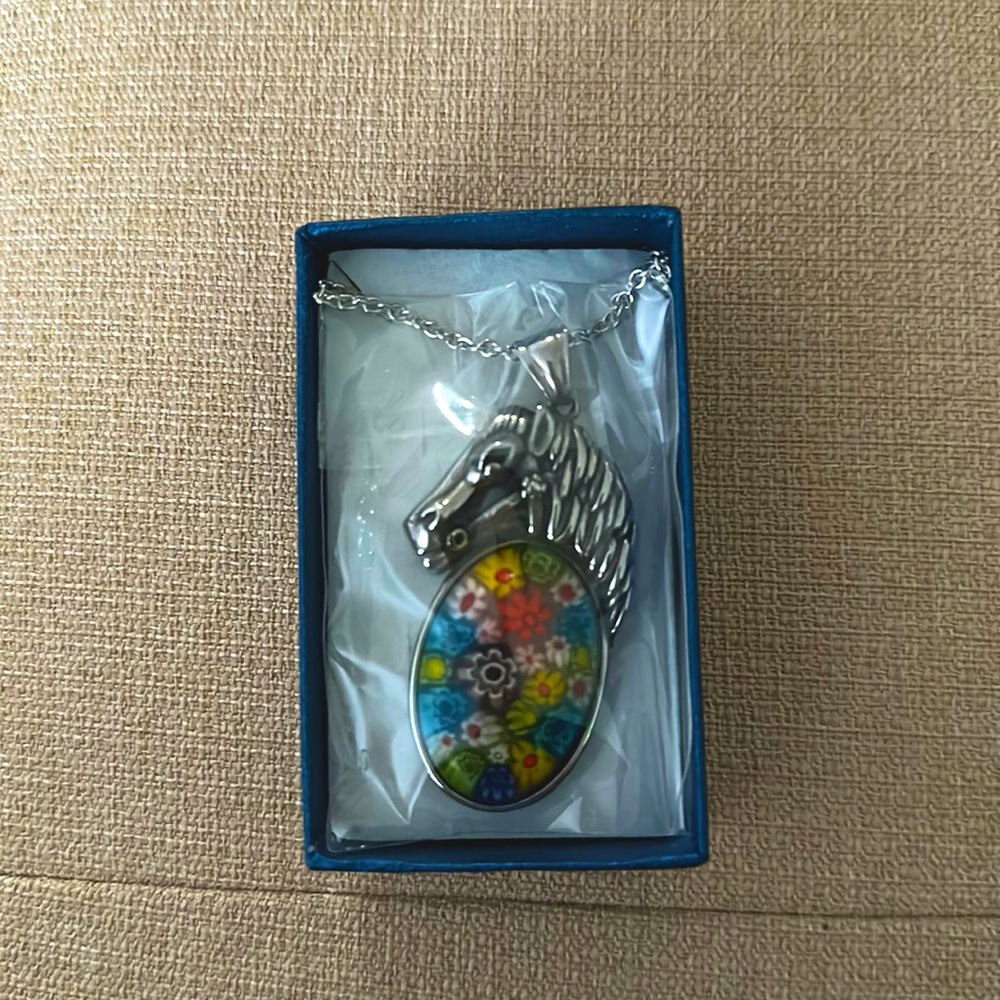 Stained Glass Horse Necklace